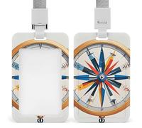 Maritime Sailboat Compass Badge Holder with Lanyard - Waterproof Hard Plastic ID Card Holder Professional Name Tag Vertical ID Card Name Badge for Office Nurse Doctor Teacher