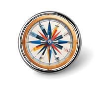 Maritime Sailboat Compass Brooch with Button Design, Funny Backpack Pins for Women, Personalized Brooch Pins for Men, Round Badge for Hat, Cute Badge Holders for Activity
