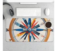 Maritime Sailboat Compass Desk Pad Protector Non-Slip Gaming Desk Mat Waterproof Desktop Mat for Keyboard and Mouse Large Mousepad Smooth Writing Pad for Home Office Work(23.6 X 13.8)