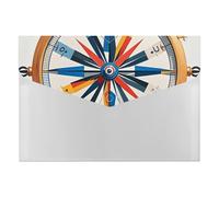 Maritime Sailboat Compass File Folder 6-Pocket, Waterproof Accordion File Organizer with Snap Closure, Expanding Document Holder for Office, Home