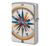 Maritime Sailboat Compass Lighter Case Metal Protective Cover with Double-Sided Art Design, Cool Lighters Pouch Shockproof Lighter Cover for Men Women Gifts, Lighters Not Included
