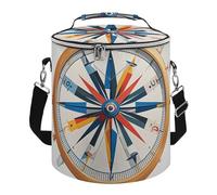 Maritime Sailboat Compass Lunch Bag, 15L Portable Leakproof Picnic Basket with Shoulder Strap, Insulated Picnic Cooler Bag for Camping, Beach, Hiking & Groceries