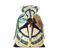 Maritime Sailboat Compass Print Birthday Gifts Wrap Bag Unique Drawstring Gifts Bag Canvas Bags for Party Wedding Present,1 Piece M