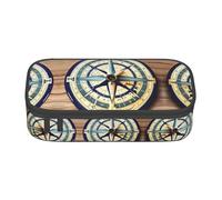 Maritime Sailboat Compass Print Pencil Case,Large Capacity Pencil Case,Multi-Purpose Makeup Pouch with Zipper