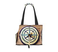 Maritime Sailboat Compass Print Pet Tote Bag, Foldable Single Shoulder Pet Carrier For Small Pets Dogs Cats