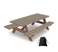 Maritime Sailboat Compass Print Picnic Table Bench Cover Outdoor Waterproof Protector For Summer Camping