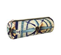 Maritime Sailboat Compass Print Women Men Pencil Case Cylindrical Lightweight Pen Pouch Office Stationery Organizer