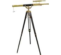 Maritime Telescope Wooden with Tripod Stand Harbor Master Shiny Brass Double Barrel Telescope