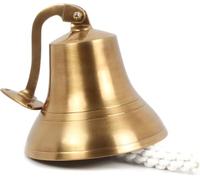 Maritime Treasures 6-Inch Brass Wall Bell - Handcrafted Nautical Bell with Rope Pull - Vintage Brass Décor for Home, Garden, Boat or Bar