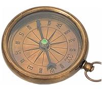 Maritime Treasures Antique Brass Pocket Compass - Royal Navy London Engraved Design Vintage Navigation Instrument and Collectible Nautical Gift for Men, Dad, Retirement, Hiking, Camping
