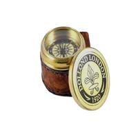 Maritime Treasures Antique Brass Pocket Compass with Leather Case - Vintage 1920 London Engraved Navigation Instrument & Nautical Gift for Men, Travellers & Collectors