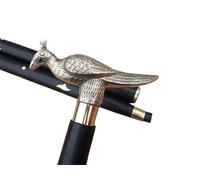 Maritime treasures Antique Style Brass Peacock Handle Walking Stick - Black Wooden Cane, Collection Mobility Aid & Victorian Cane