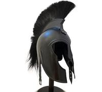 Maritime treasures Black Troy Helmet with Horsehair Plume - Ancient Greek Trojan Warrior Armour Replica - Halloween Costume, Collectible & Display Piece