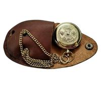 Maritime treasures Brass Calendar Compass with leather case, Pocket Compass