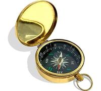 Maritime Treasures Brass Pocket Compass with Hinged Lid and Key Ring, Vintage Nautical Navigation Compass, Antique Style Directional Compass for Hiking, Camping, Travel and Outdoor Adventure