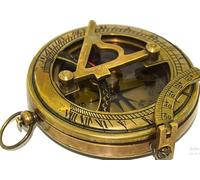 Maritime Treasures Brass Sundial Compass - Vintage Pocket Navigation Tool Antique Nautical Collectible for Hiking, Camping, Travel and Gifts