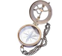 Maritime Treasures Brass Sundial Compass with Chain Antique Style Pocket Compass Vintage Nautical Navigation Gift for Hiking, Camping, Travel and Collectors