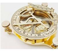 Maritime treasures Brass Sundial Compass with Magnetic Needle Handmade Vintage Nautical Navigation Tool for Desk Decor, Collectors and Outdoor Use