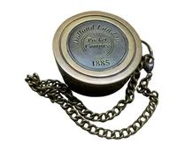 Maritime treasures Dollond London Brass Pocket Compass with Chain Vintage Nautical Navigation Compass for Hiking, Camping, Sailing & Collectors