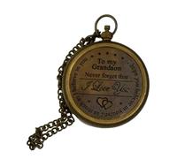 Maritime Treasures Engraved Brass Compass for Grandson I Love You Compass Gift from Grandpa Grandma Vintage Pocket Compass with Chain Inspirational Keepsake for Birthday, Graduation, Christmas