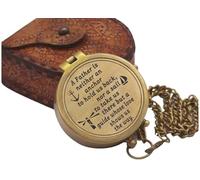 Maritime treasures Engraved Brass Compass Gift for Father Thoughtful Dad Birthday or Father’s Day Present, Nautical Keepsake with Chain and Leather Case