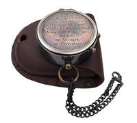 Maritime treasures Engraved Compass Gift for Him & Her Vintage Style Brass Compass with Chain & Leather Case, Romantic Soulmate Message Gift for Husband, Wife, Boyfriend