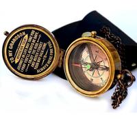 Maritime Treasures Handcrafted Brass Compass for Grandson - Engraved Inspirational Quote Keepsake Gift for Birthday, Graduation or Special Occasion