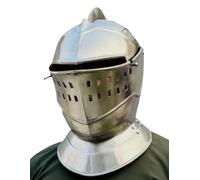 Maritime treasures Handcrafted Medieval Knight Helmet with Visor Polished Steel Armet-Style Armour Replica for Reenactment, Cosplay, Display and Collectors