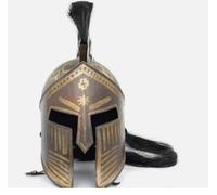 Maritime treasures Handcrafted Spartan Warrior Helmet with Black Plume - Bronze Corinthian Style Greek Armour Replica Medieval Costume Helmet for Reenactment, Display & Cosplay