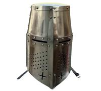 Maritime treasures Handmade Crusader Great Helm - Medieval Knight Helmet in Polished Steel for LARP, Cosplay, Reenactments, Halloween and Collectors Display