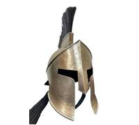 Maritime treasures Handmade Spartan Style Helmet with Black Plume - Antique Brass Greek Armour Replica for Cosplay, LARP, Halloween, Fancy Dress and Home Display