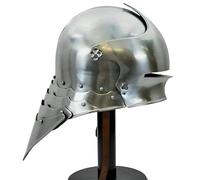 Maritime treasures Medieval Gothic Sallet Helmet - Full-Size Wearable Steel Knight Helmet with Visor - Ideal for LARP, Reenactments & Cosplay
