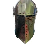 Maritime treasures Medieval Knight Helmet Handcrafted Full Face Steel Helmet for LARP, Cosplay, Reenactment & Display Classic Crusader-Style Great Helm Design