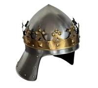 Maritime treasures Medieval Knight Helmet with Crown Handmade Steel Crusader Helmet for LARP, Cosplay, Reenactment, and Display Royal Armour