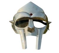 Maritime treasures MF Doom Gladiator Face Mask Helmet Handcrafted Steel Roman Warrior Helmet with Silver Finish and Red Gem for LARP, Cosplay, Reenactment and Display