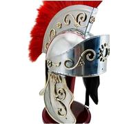 Maritime treasures Roman Soldier Helmet Handcrafted Steel Armour with Red Plume Vintage Warrior Replica for Display,halloween, Costume & Reenactment