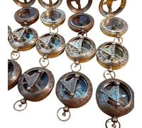 Maritime treasures Set of 10 Vintage Brass Pocket Compasses with Sundial Lid Antique Style Navigation Tools for Hiking, Camping, Bushcraft & Outdoor Gifts