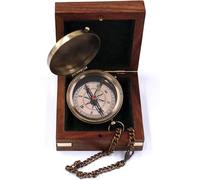 Maritime Treasures Set of 2 Vintage Brass Compass with Chain and Wooden Box, To My Husband I Loved You Then I Love You Still Quote, Antique Style