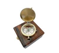 Maritime treasures Set of 2 Vintage Brass Compass with Wooden Box, Nautical Pocket Compass for Men, Antique Style Navigation Compass, Maritime Travel Compass