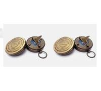 Maritime treasures Set of 2 Vintage Brass Pocket Compass Antique Style Nautical Compass with Lid and Ring for Travel, Hiking, Sailing and Collectors