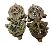 Maritime treasures Set of 2 Vintage Brass Sundial Compass Decor Antique Style Nautical Sun Dial Ornaments for Garden, Home, Office, Desk & Maritime Gifts