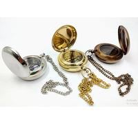 Maritime Treasures Set of 3 Vintage Pocket Compasses with Chains - Silver, Gold & Antique Brass Navigation Tools - Collectible Nautical Gifts for Hiking, Camping & Explorers