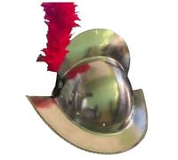 Maritime treasures Spanish Conquistador Helmet Handcrafted Steel Morion Armour with Red Feather Historical Replica for Display, Halloween, Costume & Reenactment