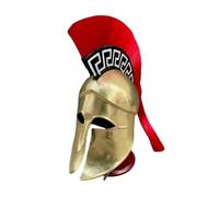Maritime treasures Spartan Style Helmet with Red Plume - Handmade Brass Finish Armour Replica for Cosplay, LARP, Halloween and Collectors