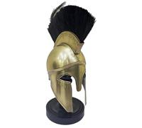 Maritime treasures Spartan Warrior Helmet Greek Corinthian Style Brass Armour with Black Plume Full Face Medieval Helmet for LARP, Cosplay, Reenactment, Halloween & Display