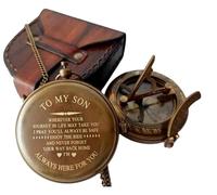 Maritime Treasures Vintage Brass Compass with Leather Case - Engraved “To My Son” Inspirational Quote Unique Pocket Compass Gift for Graduation, Birthday, Christmas & Special Occasions