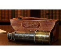 Maritime treasures Vintage Brass Handheld Telescope with Leather Case Retro Nautical Pirate Spyglass for Collectors, Decor & Outdoor Viewing