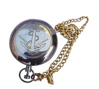 Maritime Treasures Vintage Brass Pocket Compass with Chain - Classic Navigation Tool for Hiking, Camping, Collectors and Nautical Gifts