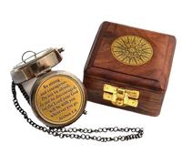 Maritime treasures Vintage Brass Pocket Compass with Engraved Inspirational Verse Antique Style Nautical Gift with Wooden Box, Classic Keepsake for Travel, Hiking & Special Occasions