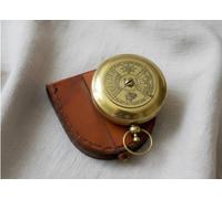 Maritime Treasures Vintage Brass Pocket Compass with Leather Case Antique Maritime Navigation Compass, Steampunk Explorer Gift, Hiking & Camping Survival Tool